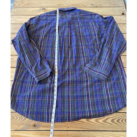 Lenor Romano Plaid Long Sleeve Button Up Shirt Size 2XL Men’s Blue - Picture 7 of 9